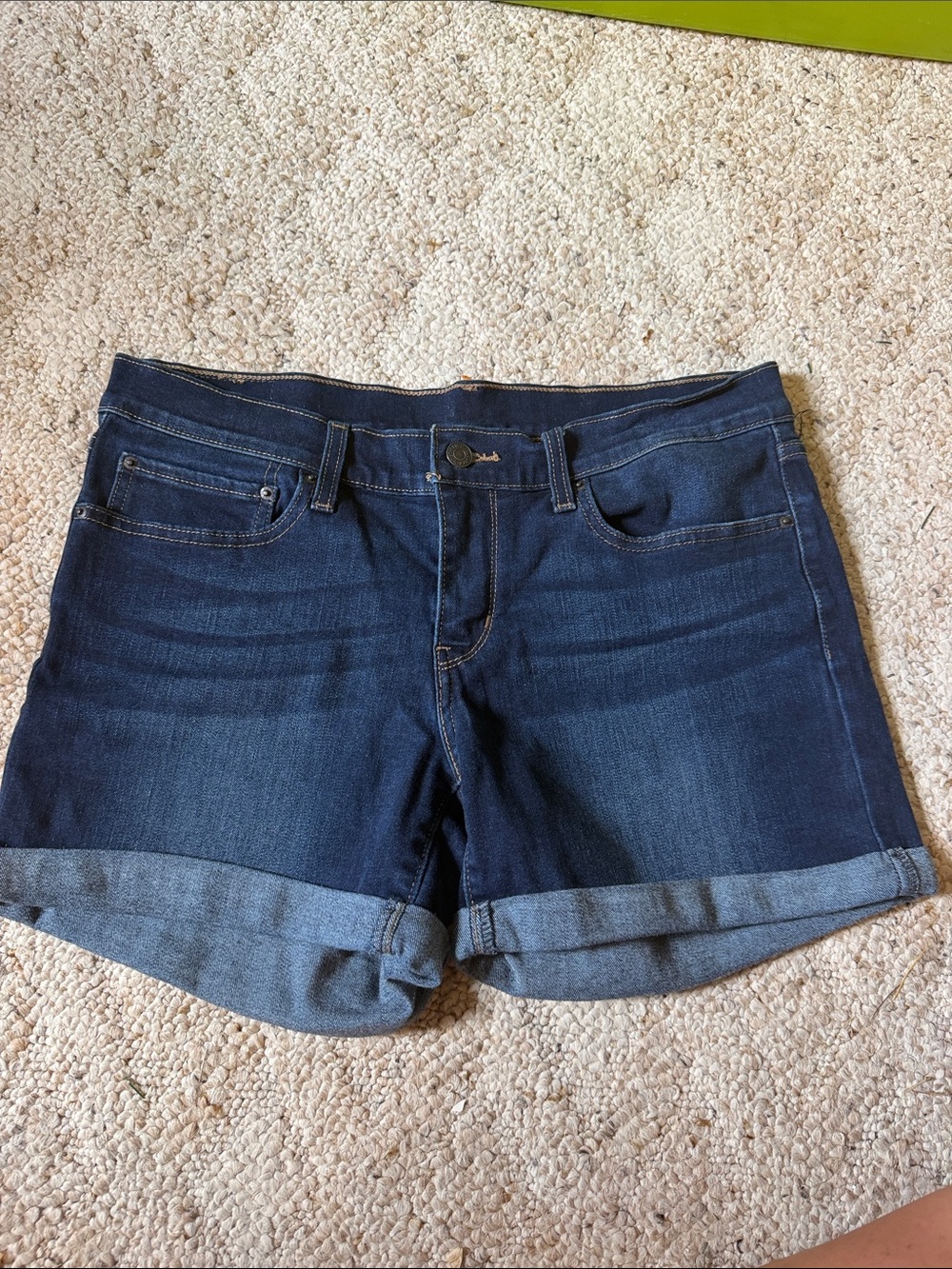 Levi Dark Blue Denim Cuffed Women's Shorts